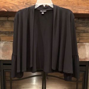 Nina Leonard Black Open Front Shrug • Large